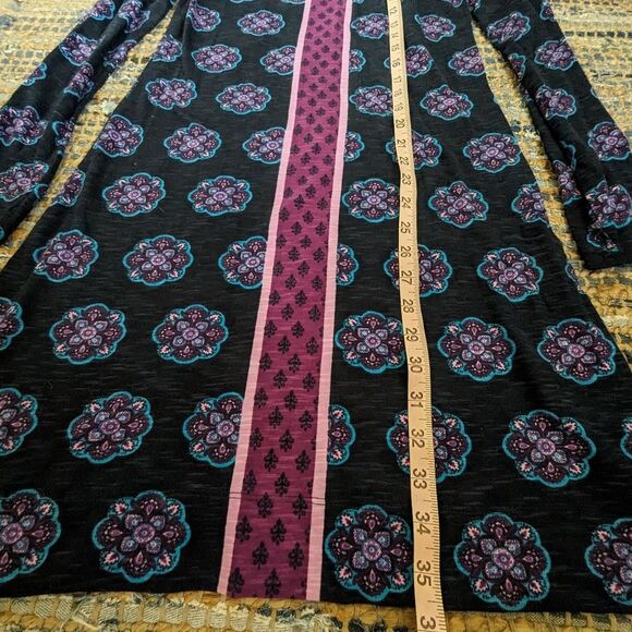 Hatley Navy Purple Teal Medallion Print XS L/S Knit Dress Romantic Gothic Whimsy - Picture 3 of 8